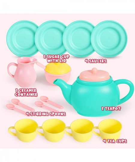 18PCS Pretend Play Tea Party Set Play Food Accessories BPA Free Phthalates Free Plastic Tea Set Mini Kitchen for Kids Gifts f...