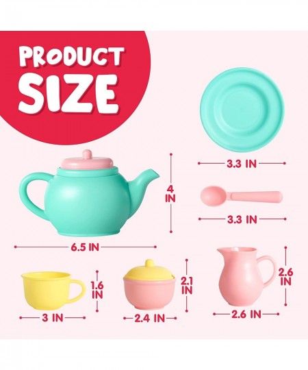 18PCS Pretend Play Tea Party Set Play Food Accessories BPA Free Phthalates Free Plastic Tea Set Mini Kitchen for Kids Gifts f...