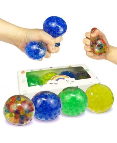 Stress Balls Squishy Water Bead Filled 4 Set - Stress Relief Squeezing Balls for Kids Adults Fidget Needs Sensory Toy Stress ...