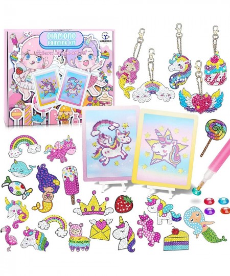 84Pcs Diamond Painting Kits for Kids Arts and Crafts for Girls Ages 8-12 Unicorn Double Side Keychains Stickers Big Gem Inclu...