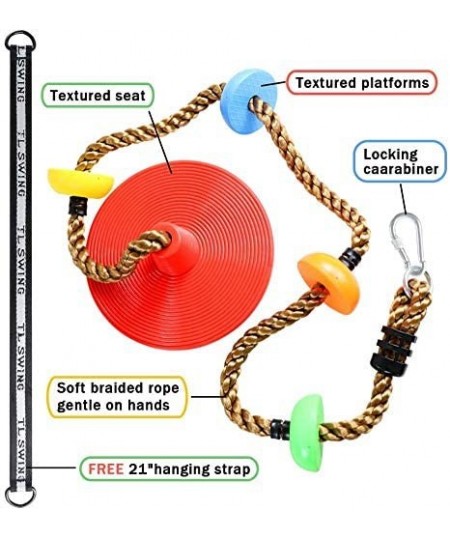 Climbing Rope Tree Swing with Platforms and Disc Swing Seat Set Outdoor Playground Accessories for Kids Including Hanging Str...