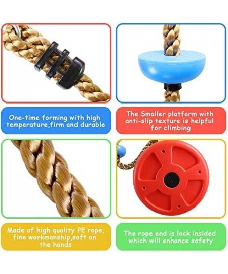 Climbing Rope Tree Swing with Platforms and Disc Swing Seat Set Outdoor Playground Accessories for Kids Including Hanging Str...