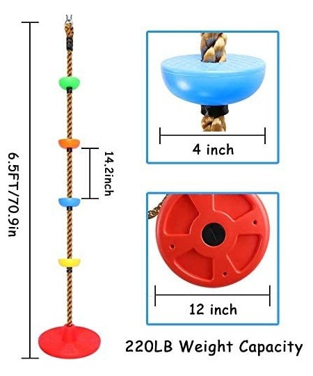 Climbing Rope Tree Swing with Platforms and Disc Swing Seat Set Outdoor Playground Accessories for Kids Including Hanging Str...