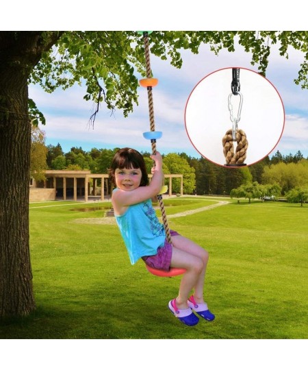 Climbing Rope Tree Swing with Platforms and Disc Swing Seat Set Outdoor Playground Accessories for Kids Including Hanging Str...