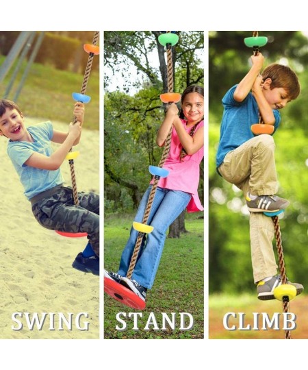 Climbing Rope Tree Swing with Platforms and Disc Swing Seat Set Outdoor Playground Accessories for Kids Including Hanging Str...