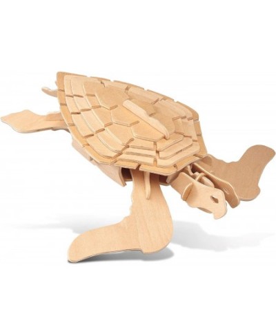 3D Puzzle Green Turtle Wood Craft Construction Model Kit Fun Unique Educational DIY Wooden Toy Assemble Model Unfinished Craf...