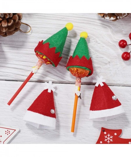 Mini Christmas Lollipop Hat Santa Hat Elf Hat Lollipop Candy Cover DIY Wine Bottle Caps Christmas Doll Crafts for Xmas Party ...