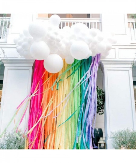 Rainbow Party Decorations with White Balloon Garland and Rainbow Crepe Paper Streamers for Rainbow Baby Shower Rainbow Birthd...