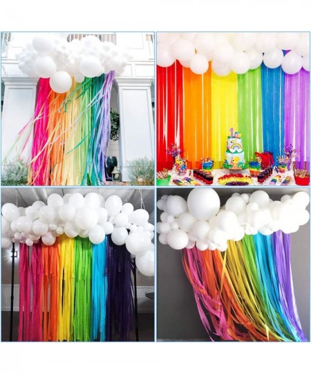 Rainbow Party Decorations with White Balloon Garland and Rainbow Crepe Paper Streamers for Rainbow Baby Shower Rainbow Birthd...