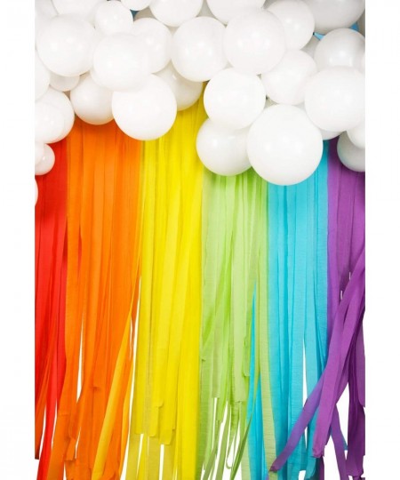 Rainbow Party Decorations with White Balloon Garland and Rainbow Crepe Paper Streamers for Rainbow Baby Shower Rainbow Birthd...