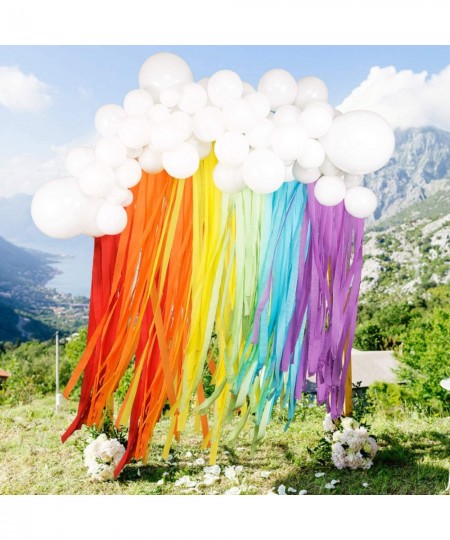 Rainbow Party Decorations with White Balloon Garland and Rainbow Crepe Paper Streamers for Rainbow Baby Shower Rainbow Birthd...