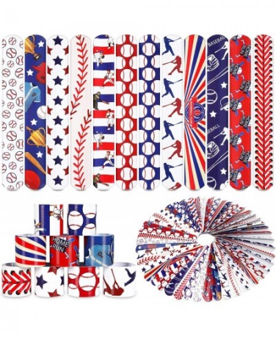 48PCS Baseball Party Favors Set Party Slap Bracelets Wristband Kids Adults Classroom Prize Exchanging Gifts Birthday Party De...