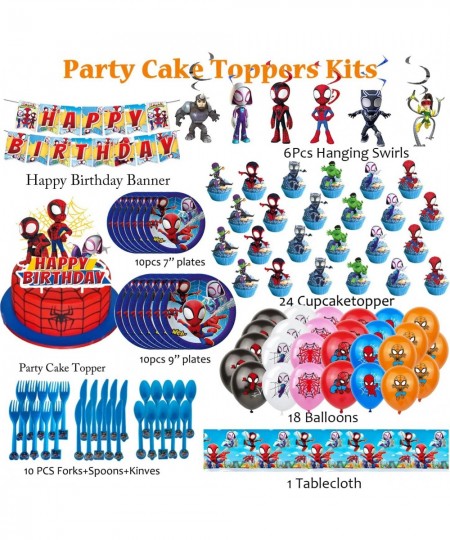 Spidey And His Amazing Friends Theme Birthday Party Supplies Party Decorations Disposable Tableware Kit with Banner Napkins S...