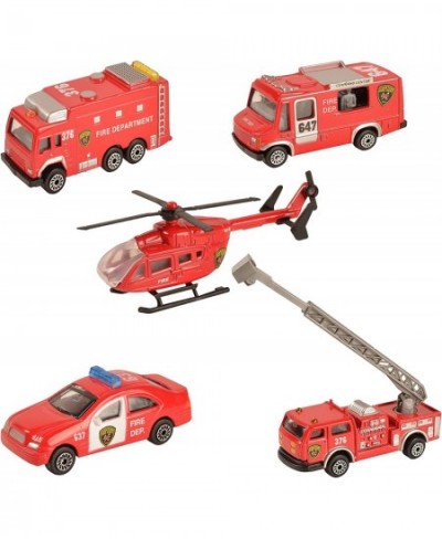 Fire Emergency Race and Rescue Vehicles - Mini Die-cast Metal Miniature Model - Aerial Ladder Firetruck Rescue Helicopter Wat...