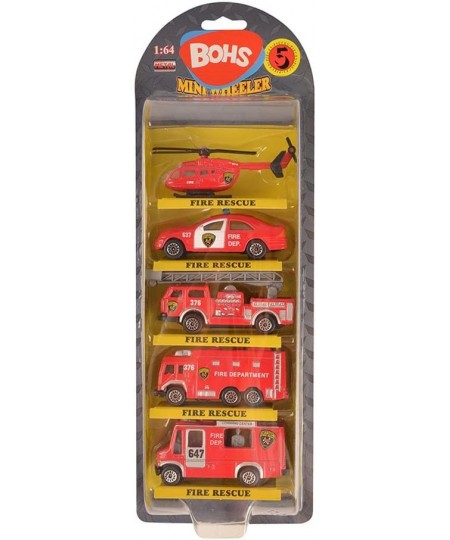 Fire Emergency Race and Rescue Vehicles - Mini Die-cast Metal Miniature Model - Aerial Ladder Firetruck Rescue Helicopter Wat...