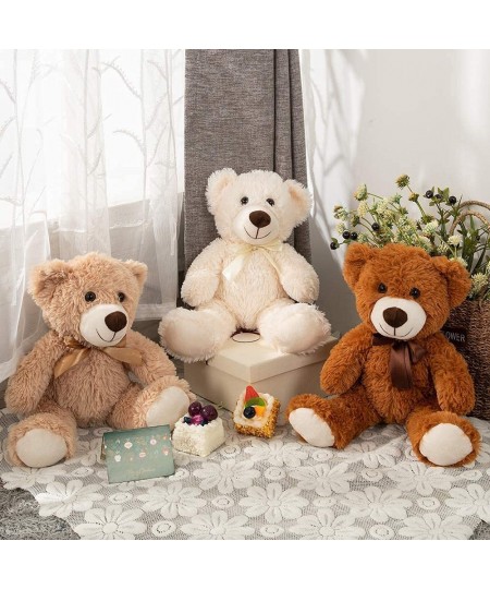 3 Packs Teddy Bear Stuffed Animals Plush - 13.7 Inches Height Cute Plush Toys in 3 Color Light Brown Dark Brown White Teddy B...