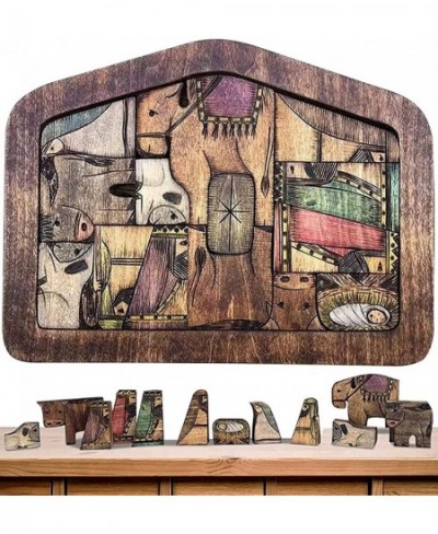 Nativity Puzzle Large Wooden Jesus Puzzle Statue Wood Burned Design Sculpture Decor for Kids Ages 3-5 and Adults Home Educati...