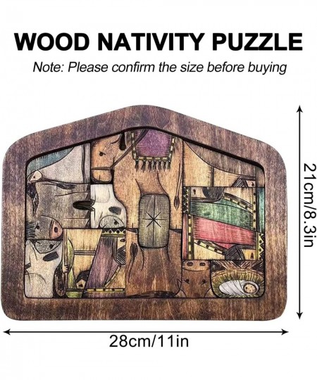 Nativity Puzzle Large Wooden Jesus Puzzle Statue Wood Burned Design Sculpture Decor for Kids Ages 3-5 and Adults Home Educati...