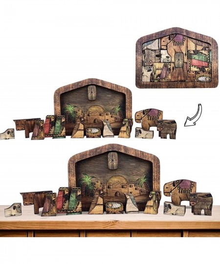 Nativity Puzzle Large Wooden Jesus Puzzle Statue Wood Burned Design Sculpture Decor for Kids Ages 3-5 and Adults Home Educati...