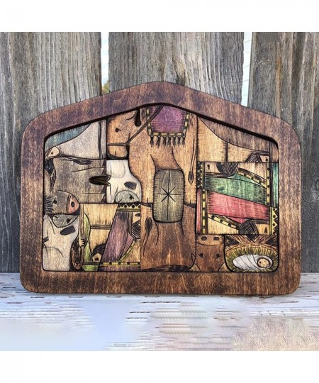 Nativity Puzzle Large Wooden Jesus Puzzle Statue Wood Burned Design Sculpture Decor for Kids Ages 3-5 and Adults Home Educati...