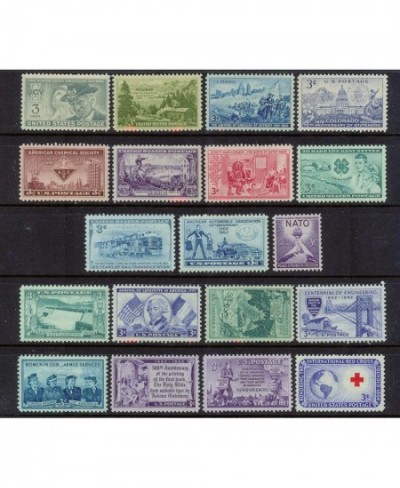 Complete Set of US Commemorative Stamps Issued in 1951 and 1952 Mint $17.32 - Collectible Postage Stamps