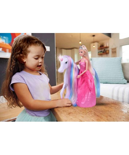 Princess Doll and Magic Light Unicorn Playset Unicorn Princess Toys Gifts for Girls Kids Aged 3 4 5 6 Present for Christmas B...