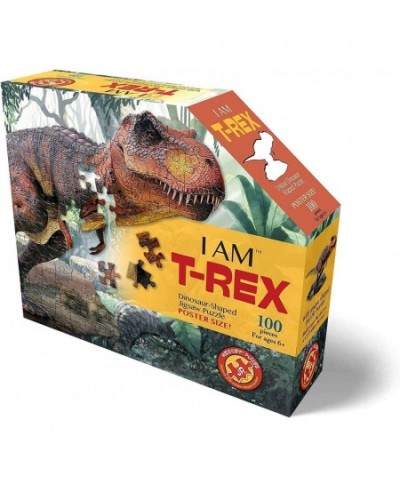 T. REX 100 Piece Jigsaw Puzzle For Ages 6 and up - 4014 - Unique Animal-Shaped Border Poster Size when completed Oversized Pu...