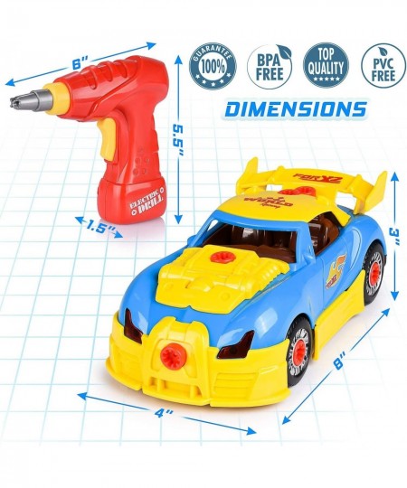 Take Apart Racing Car Toys - Build Your Own Assembly Vehicle with 30 Piece Constructions Set and Working Electric Drill - Eng...