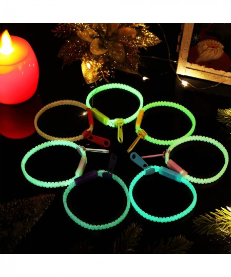 24 Pcs Glow Fidget Toys Zipper Bracelets 7.5 Inch Luminous Friendship Fidget Zipper Bracelet Glow in the Dark Fidget Bracelet...