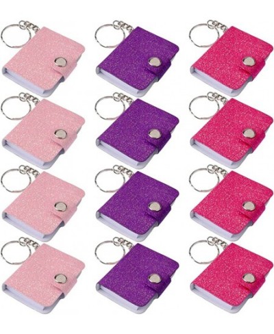 Mini Glitter Notebook Keychains Set of 12 Miniature Note Book Keychains with 100 Unlined Pages and Glittery Finish Party Favo...