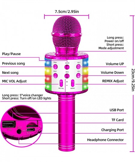 Karaoke Microphone for Kids Gifts Age 3-10 Hot Toys for 4 5 6 7 8 9 Year Old Girls Singing Microphone Birthday Gifts for 8 9 ...