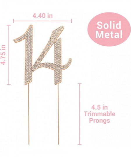 14 Cake Topper - Premium Rose Gold Metal - 14th Birthday Party Sparkly Rhinestone Decoration Makes a Great Centerpiece - Now ...