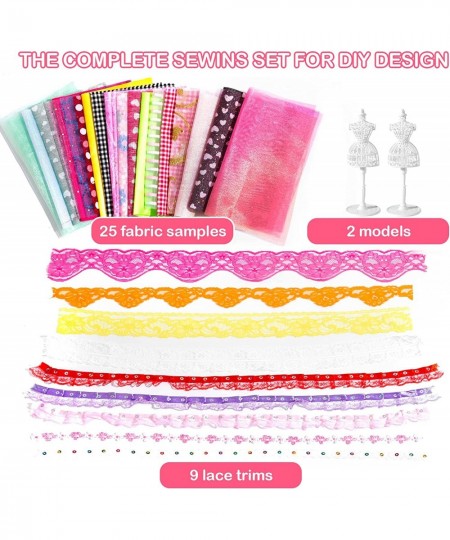 357 PCS Fashion Designer Kits for Girls Sewing Kit for Kids Arts and Crafts for Kids Ages 8-12+ Doll Clothes Kids Learning Cr...