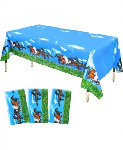 3 Pack Horse Party Tablecloth Plastic Horse Racing Birthday Table Cover for Cowboy Themed Birthday Party Decorations Supplies...