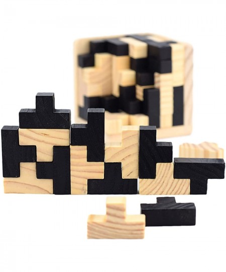 3D Wooden Brain Teaser Puzzle Cube Wooden Puzzles T-Shaped Jigsaw Logic Puzzle Game Puzzles Educational Toy for Kids and Adul...