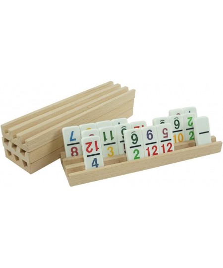 Wooden Domino Trays Set of 4 Wooden Domino Trays Holders for Domino Tiles Domino Games Mexcian Train Chickenfoot and Other Do...