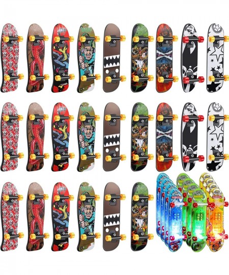 36 Pieces Finger Skateboards for Kids Mini Finger Skateboard Toy Skateboard Light up Mini Finger Toys Set Led Fingerboard Han...