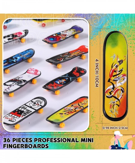 36 Pieces Finger Skateboards for Kids Mini Finger Skateboard Toy Skateboard Light up Mini Finger Toys Set Led Fingerboard Han...