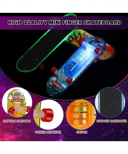 36 Pieces Finger Skateboards for Kids Mini Finger Skateboard Toy Skateboard Light up Mini Finger Toys Set Led Fingerboard Han...