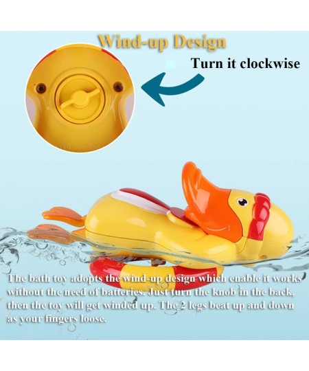 Wind-up Life Ring Duck Bath Toy Funny Swimming Duckling Bathtub Toy Windup Swimming Ring Duck Water Toy Clockwork Yellow Duck...