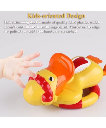 Wind-up Life Ring Duck Bath Toy Funny Swimming Duckling Bathtub Toy Windup Swimming Ring Duck Water Toy Clockwork Yellow Duck...