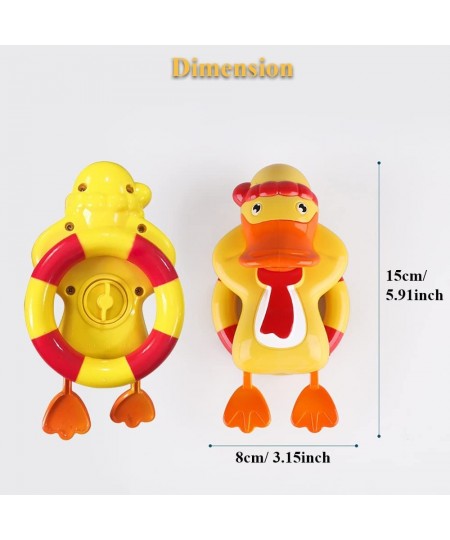 Wind-up Life Ring Duck Bath Toy Funny Swimming Duckling Bathtub Toy Windup Swimming Ring Duck Water Toy Clockwork Yellow Duck...