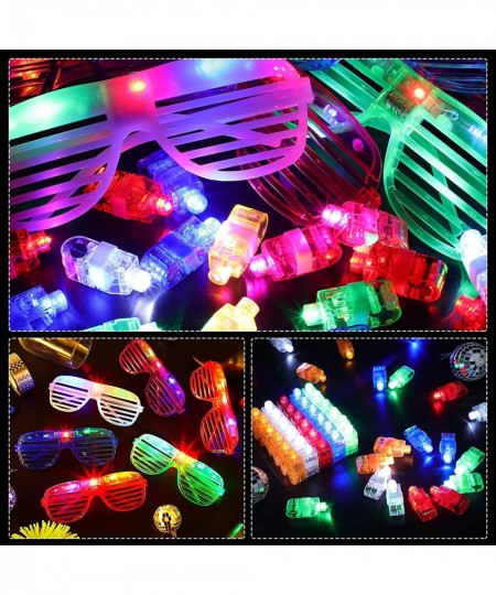 132 Pack LED Glasses Finger Lights Party Favors Flashing Glasses LED Light up Shutter Shades Sunglasses Luminous Neon Glasses...