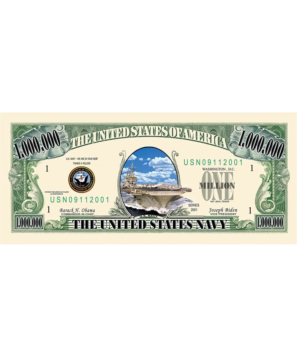 US Navy Commemorative Million Dollar Bill - Set of 50 $25.67 - Gags & Practical Joke Toys