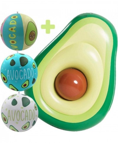 Avocado Giant Inflatable 65 in + Pack of 3 Avocado 14 in Beach Balls Theme Party Supplies Decoration for Summer Birthday Indo...