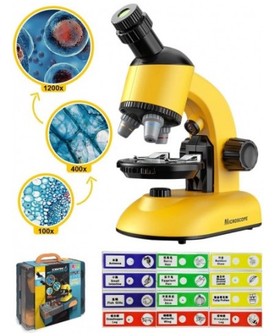 Kids Microscope with Case 40X 800X 1200X Magnification Beginner Microscope for Kids with Child Microscope Slides Stem Project...