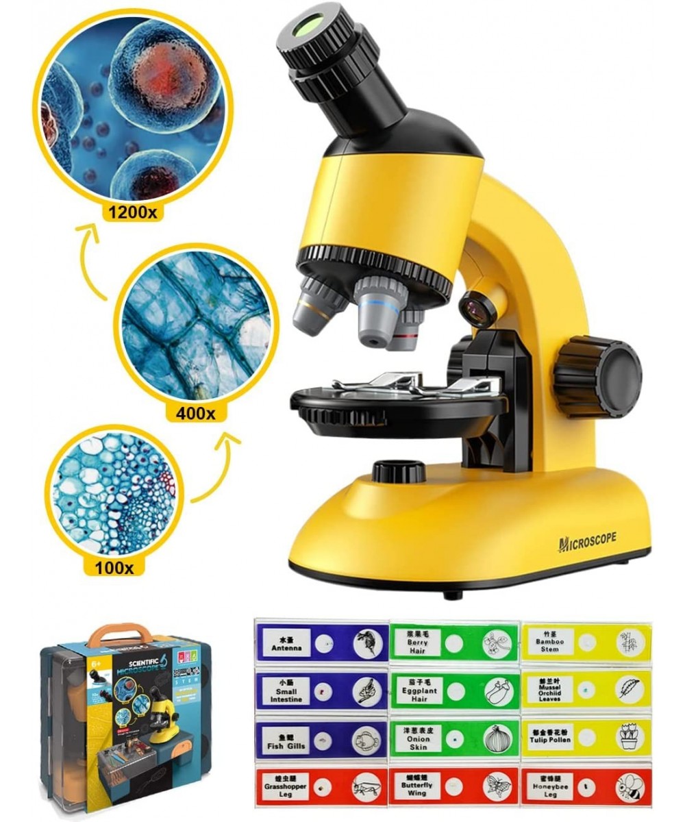 Kids Microscope with Case 40X 800X 1200X Magnification Beginner Microscope for Kids with Child Microscope Slides Stem Project...