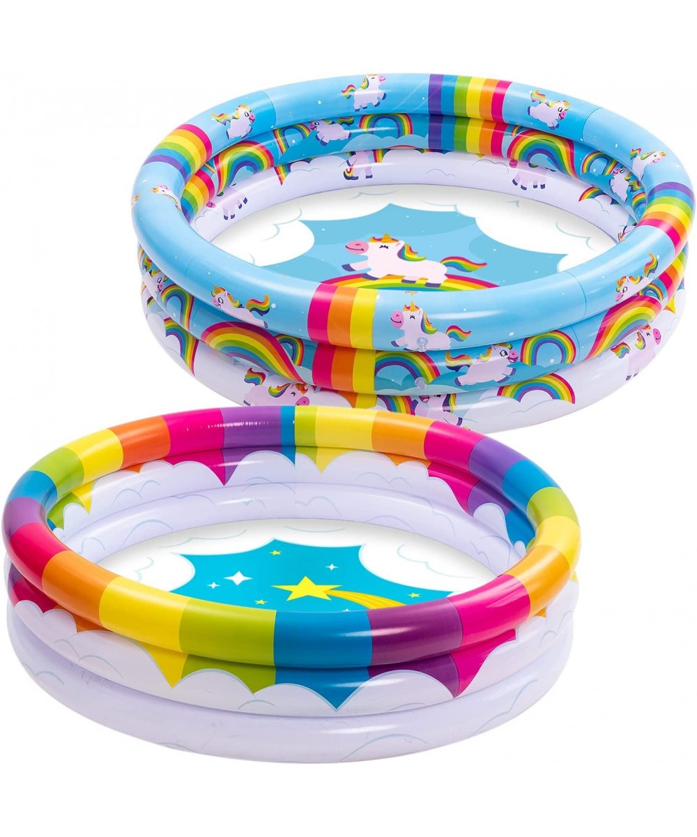 Inflatable Kiddie Pool Rainbow Unicorn Baby Swimming Pool 3 Ring Summer Fun Swimming Pool for Kids Water Pool for Summer Fun ...