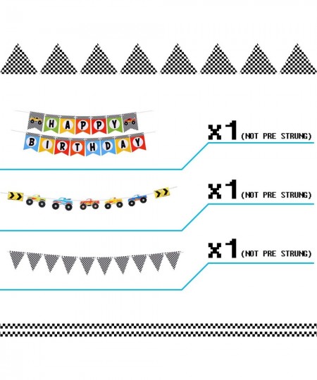 39 Piece Truck Birthday Party Supplies Happy Birthday Banner Truck Banner Triangle Bunting Flags Pom Poms Flowers Hanging Swi...