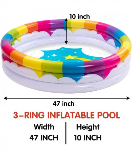 Inflatable Kiddie Pool Rainbow Unicorn Baby Swimming Pool 3 Ring Summer Fun Swimming Pool for Kids Water Pool for Summer Fun ...